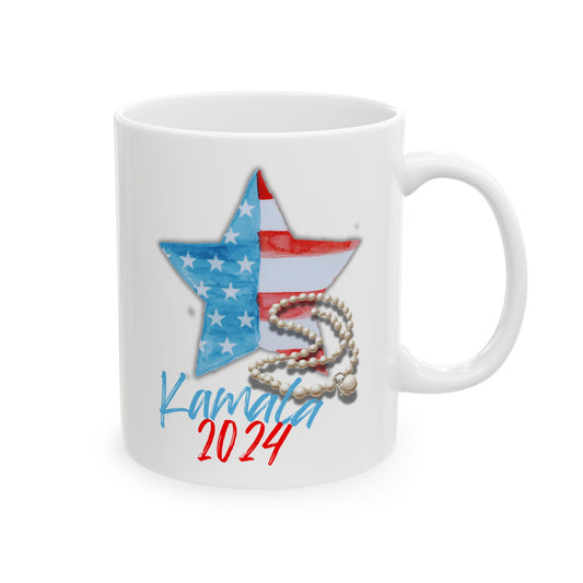 Kamala's Patriotic Rising Star Ceramic Mug (11oz)