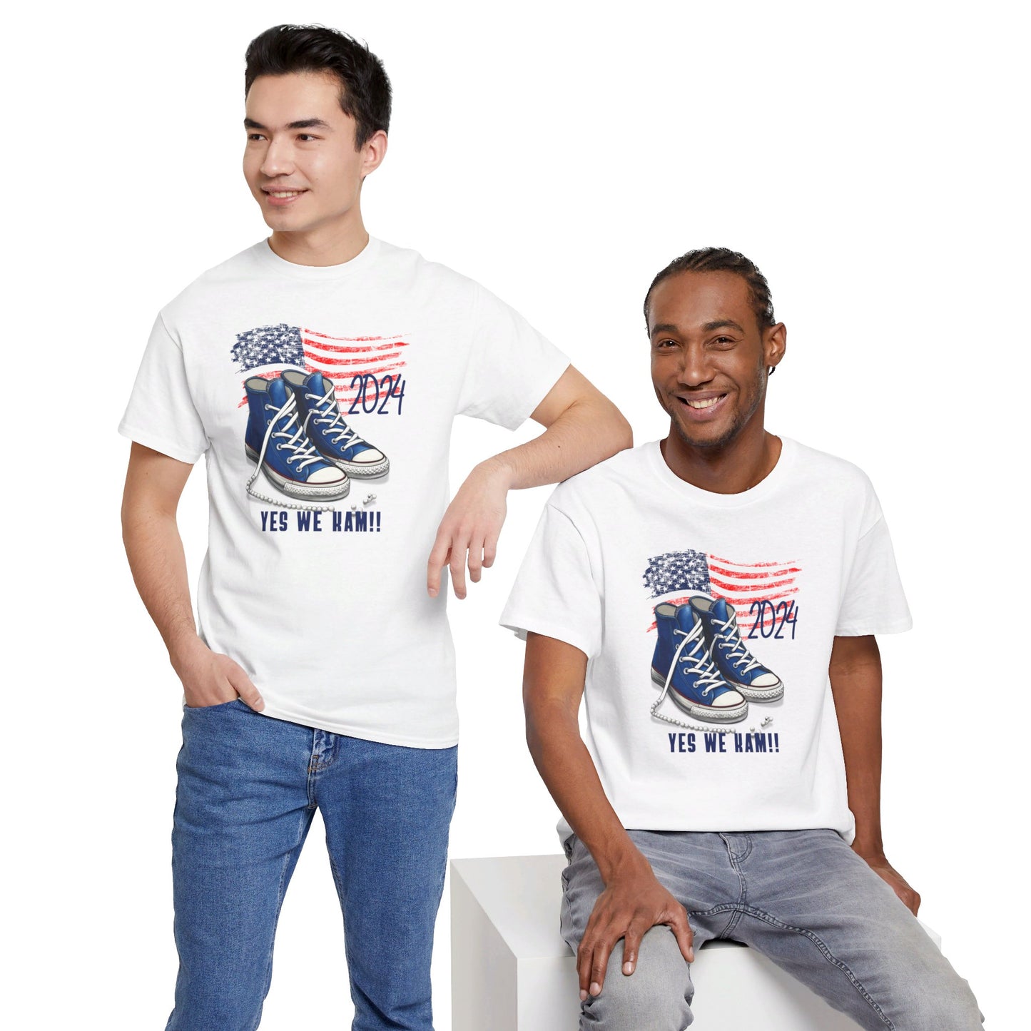 Yes We Kam+Blue Converse and Pearls Unisex Heavy Cotton Tee (8 Colors)