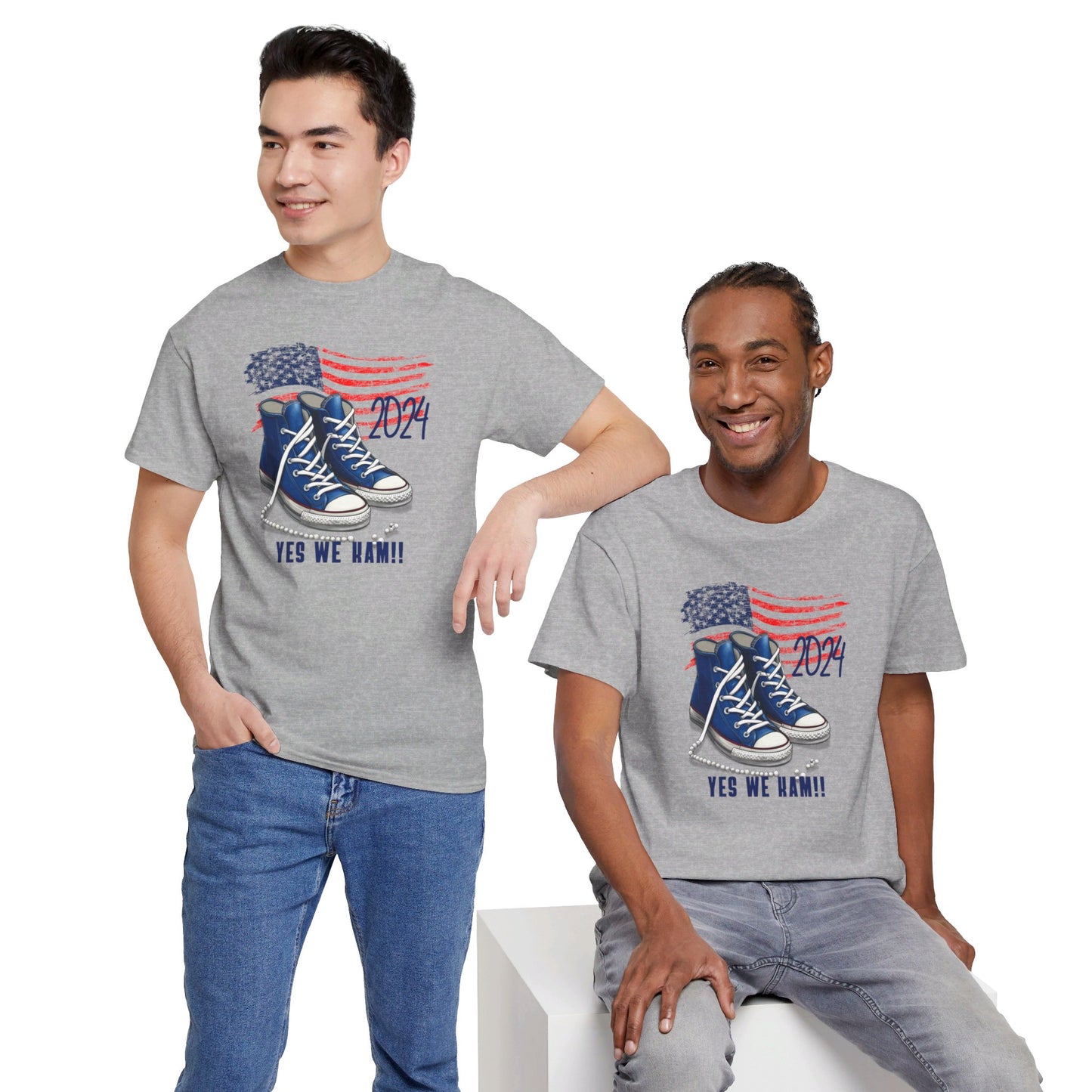 Yes We Kam+Blue Converse and Pearls Unisex Heavy Cotton Tee (8 Colors)