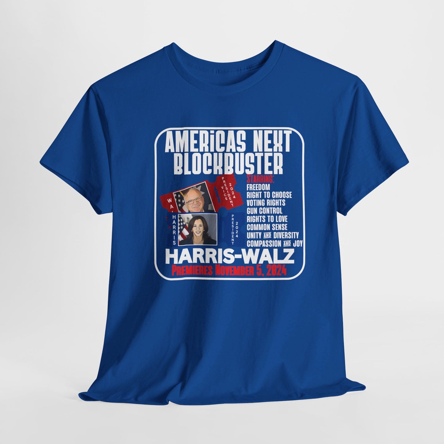 Americas Next Blockbuster Harris-Walz Unisex Heavy Cotton Tee (11 Colors)