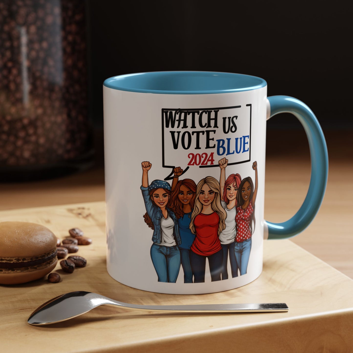 Watch Us Vote Blue! Accent Coffee Mug (11oz)