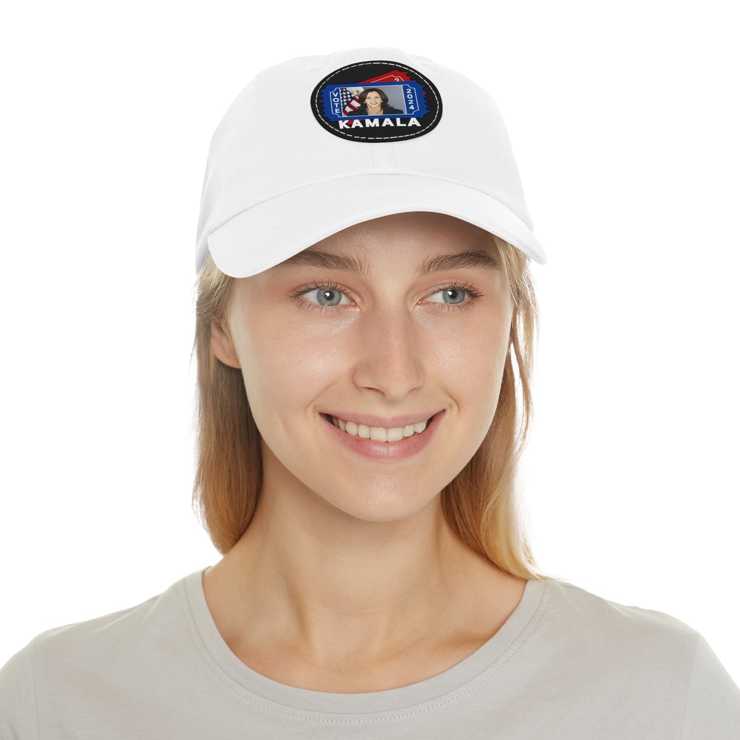 The Kamala Election Ticket - Vegan Dad Hat with Leather Patch (Round) (5 Colors)