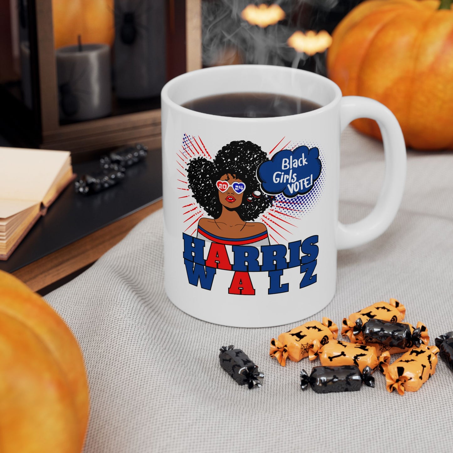 Black Girls Vote Harris Walz Ceramic Mug (11oz)