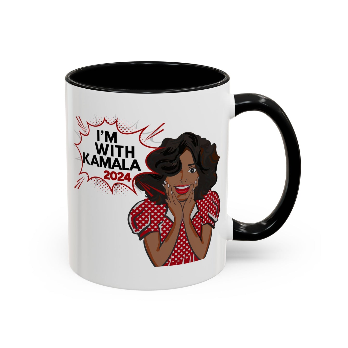 I'm With Kamala (Red) + Not Going Back  Multi-Color Accent Coffee Mug (11oz)