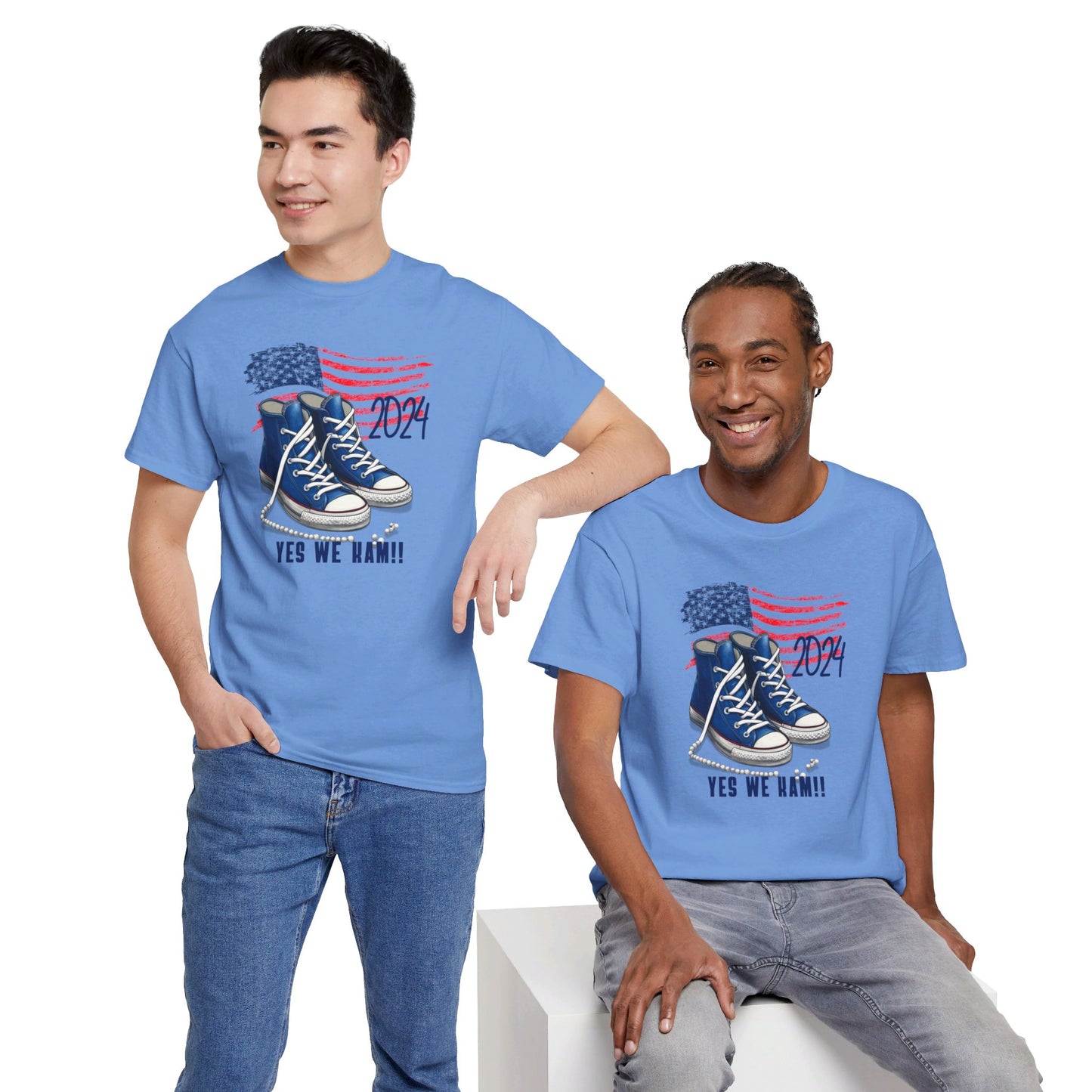 Yes We Kam+Blue Converse and Pearls Unisex Heavy Cotton Tee (8 Colors)