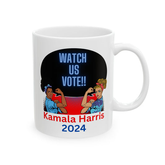 Watch Us Vote - Black and White Riveters Ceramic Mug (11oz)