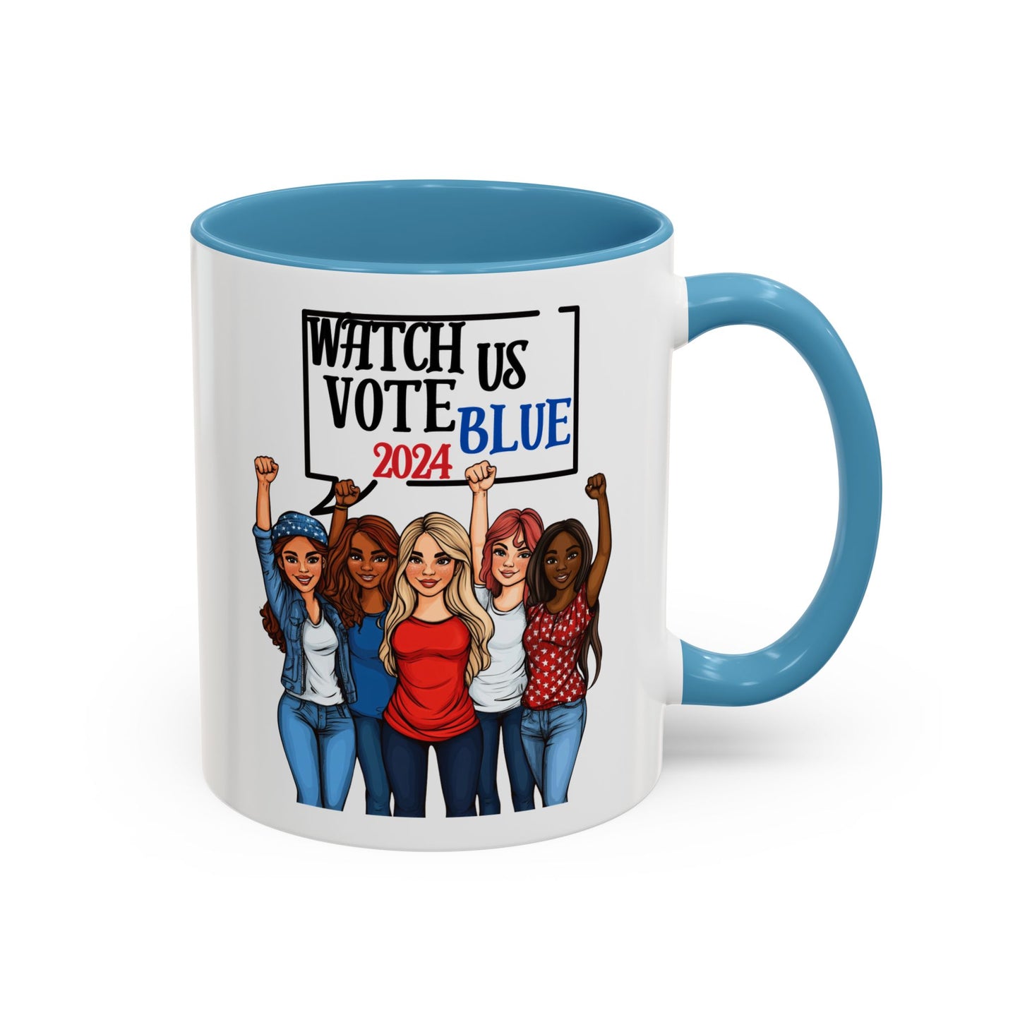 Watch Us Vote Blue! Accent Coffee Mug (11oz)