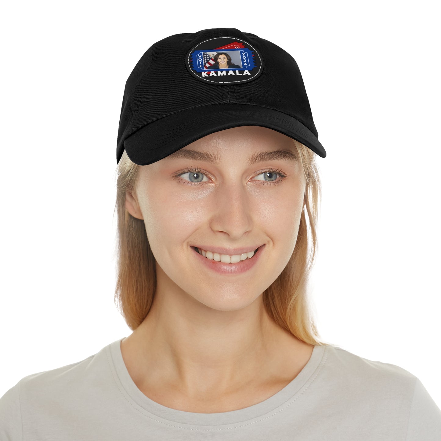 The Kamala Election Ticket - Vegan Dad Hat with Leather Patch (Round) (5 Colors)