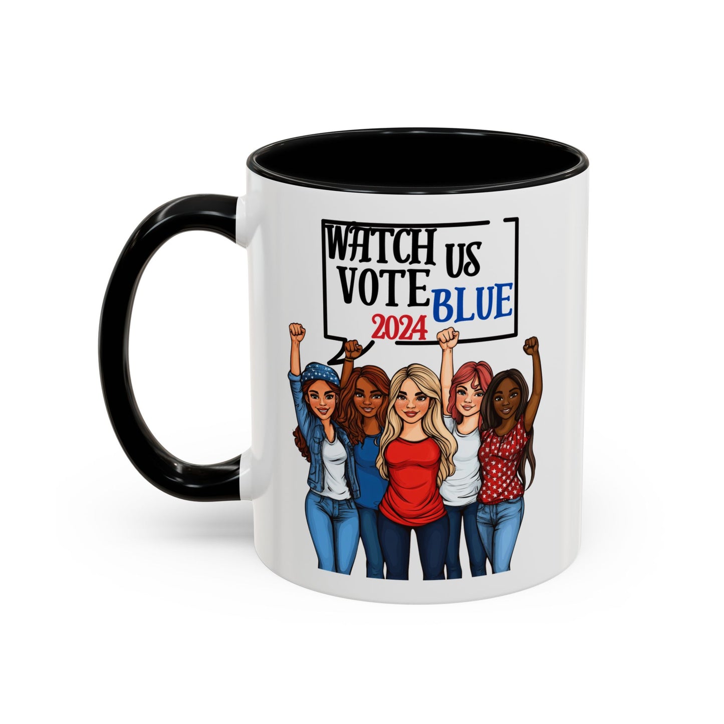 Watch Us Vote Blue! Accent Coffee Mug (11oz)