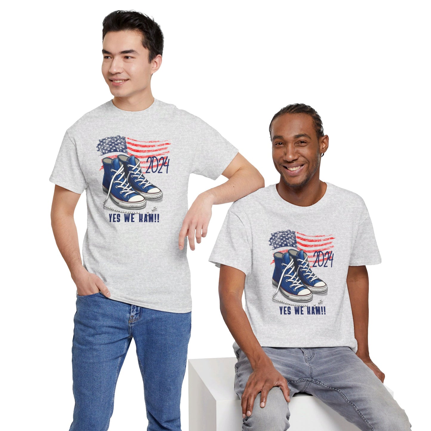 Yes We Kam+Blue Converse and Pearls Unisex Heavy Cotton Tee (8 Colors)