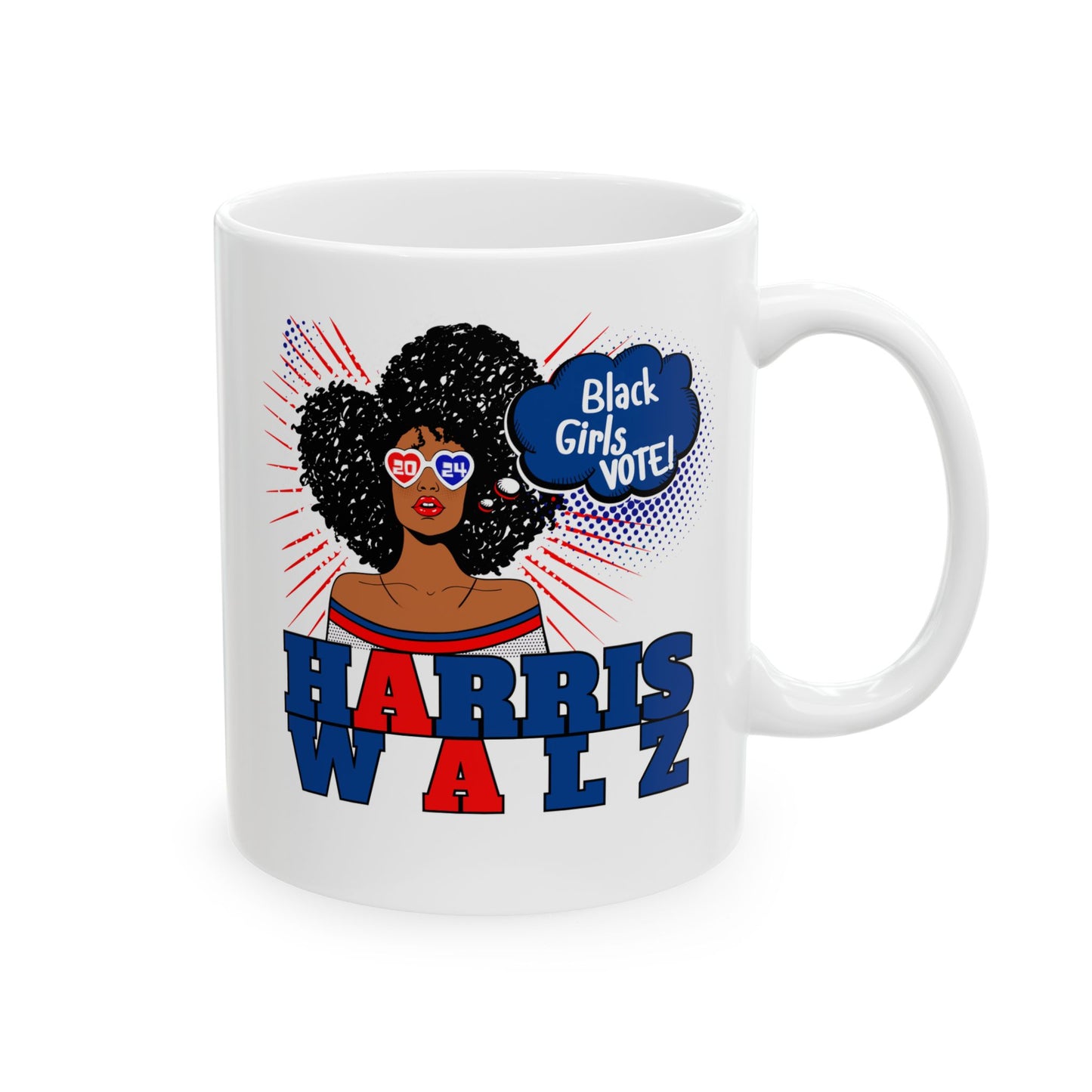 Black Girls Vote Harris Walz Ceramic Mug (11oz)