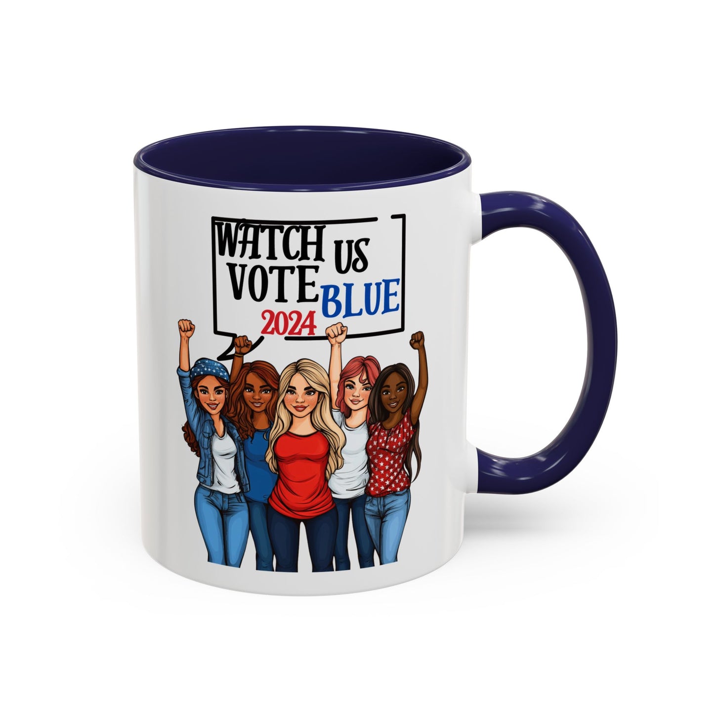 Watch Us Vote Blue! Accent Coffee Mug (11oz)