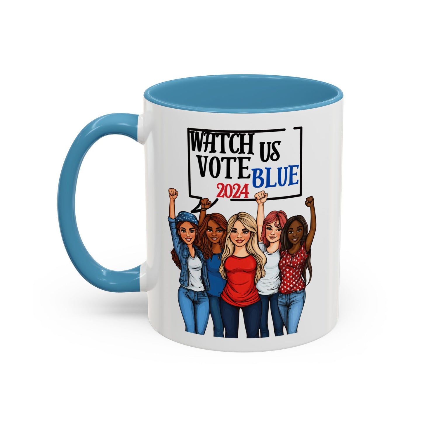 Watch Us Vote Blue! Accent Coffee Mug (11oz)