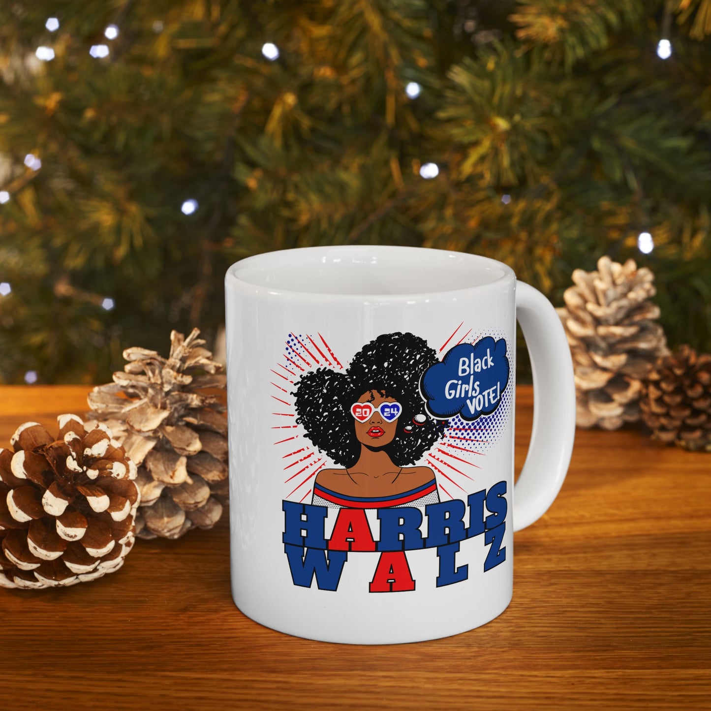 Black Girls Vote Harris Walz Ceramic Mug (11oz)