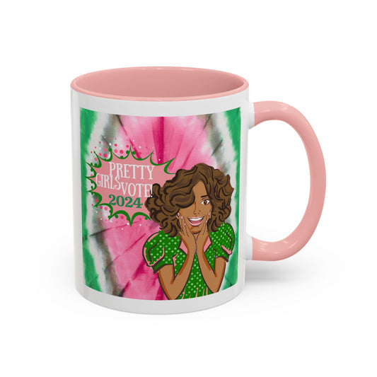 Pretty Girls Vote Oh My Tye Dye Accent Coffee Mug (11oz)