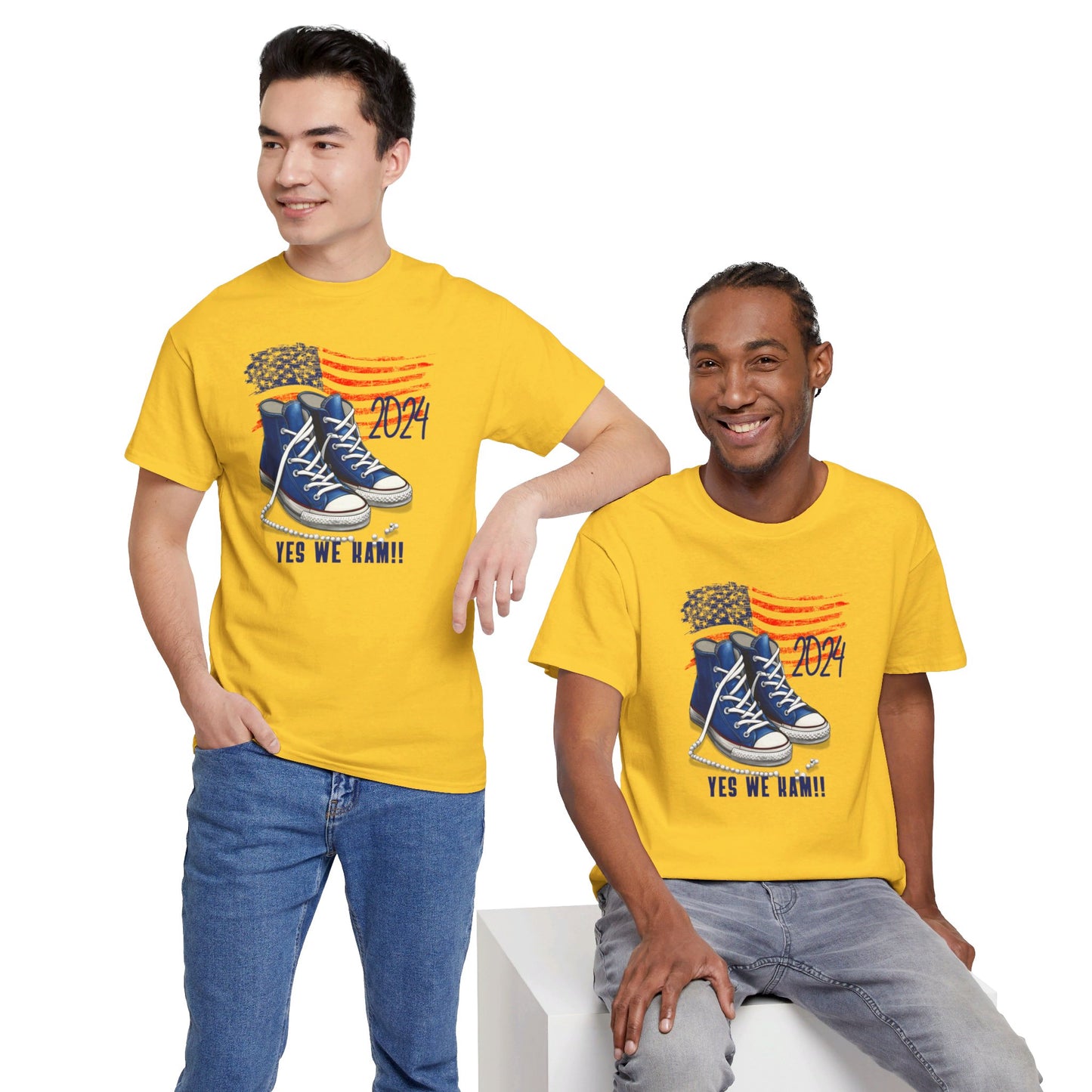 Yes We Kam+Blue Converse and Pearls Unisex Heavy Cotton Tee (8 Colors)