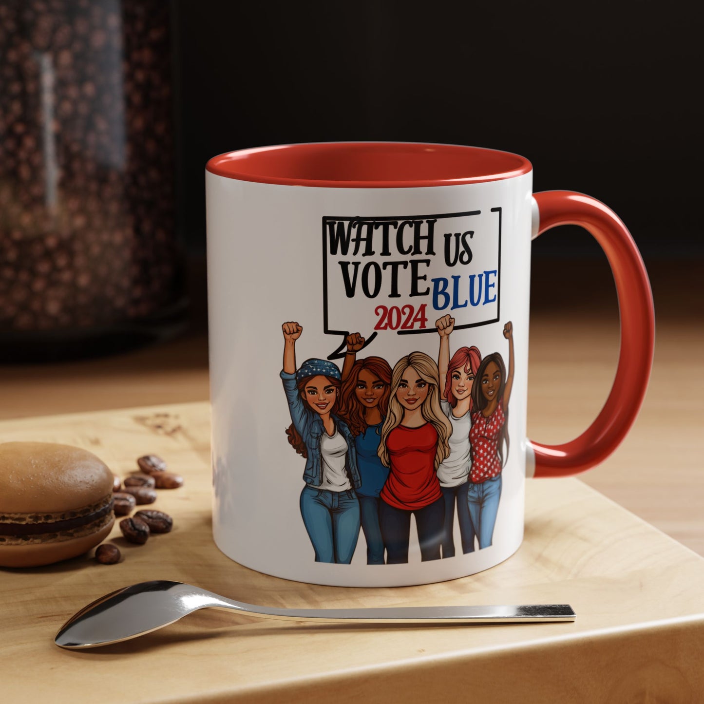 Watch Us Vote Blue! Accent Coffee Mug (11oz)