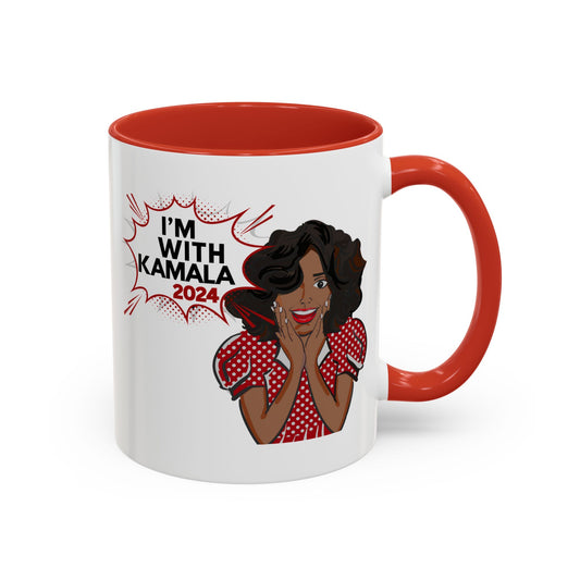 I'm With Kamala (Red) + Not Going Back  Multi-Color Accent Coffee Mug (11oz)