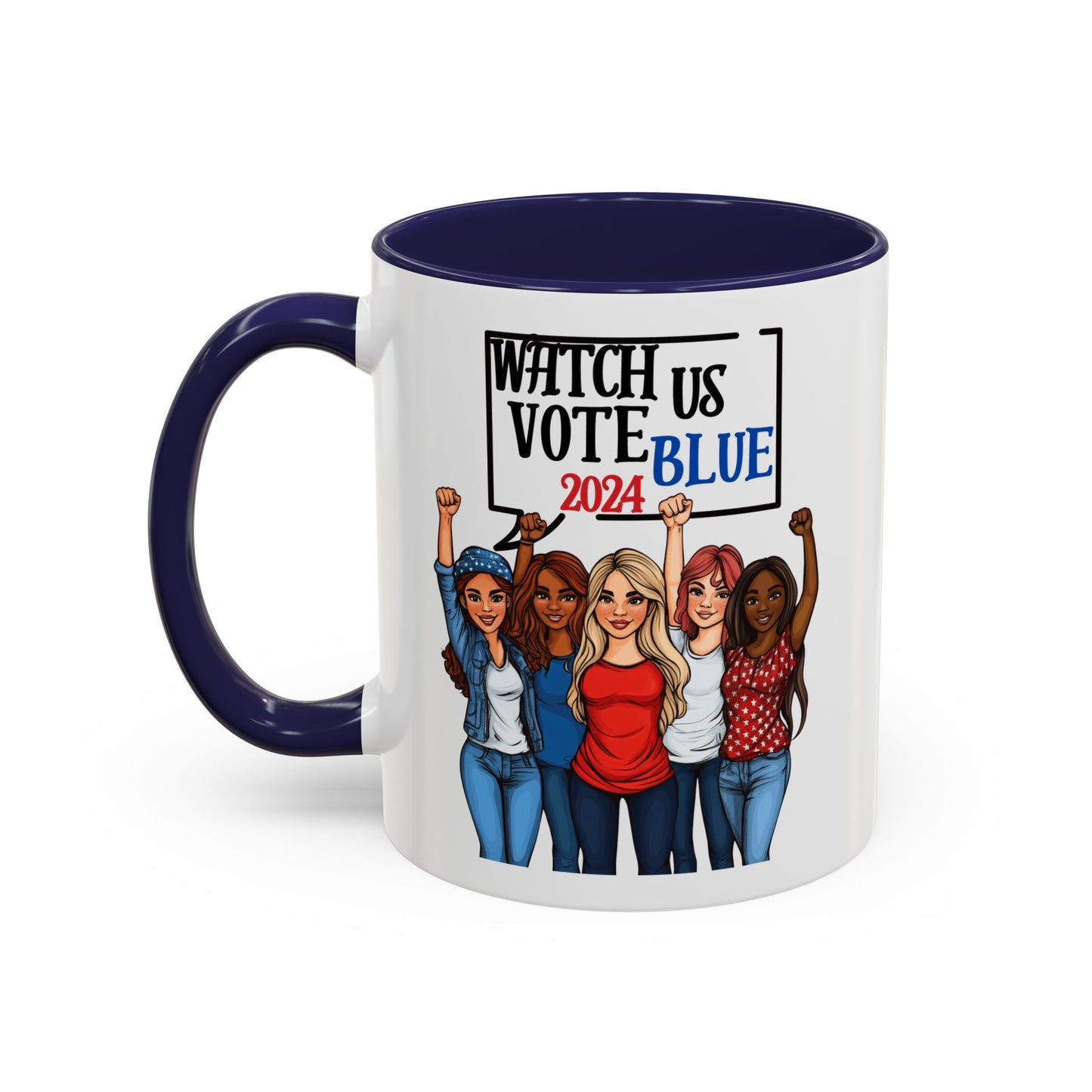 Watch Us Vote Blue! Accent Coffee Mug (11oz)