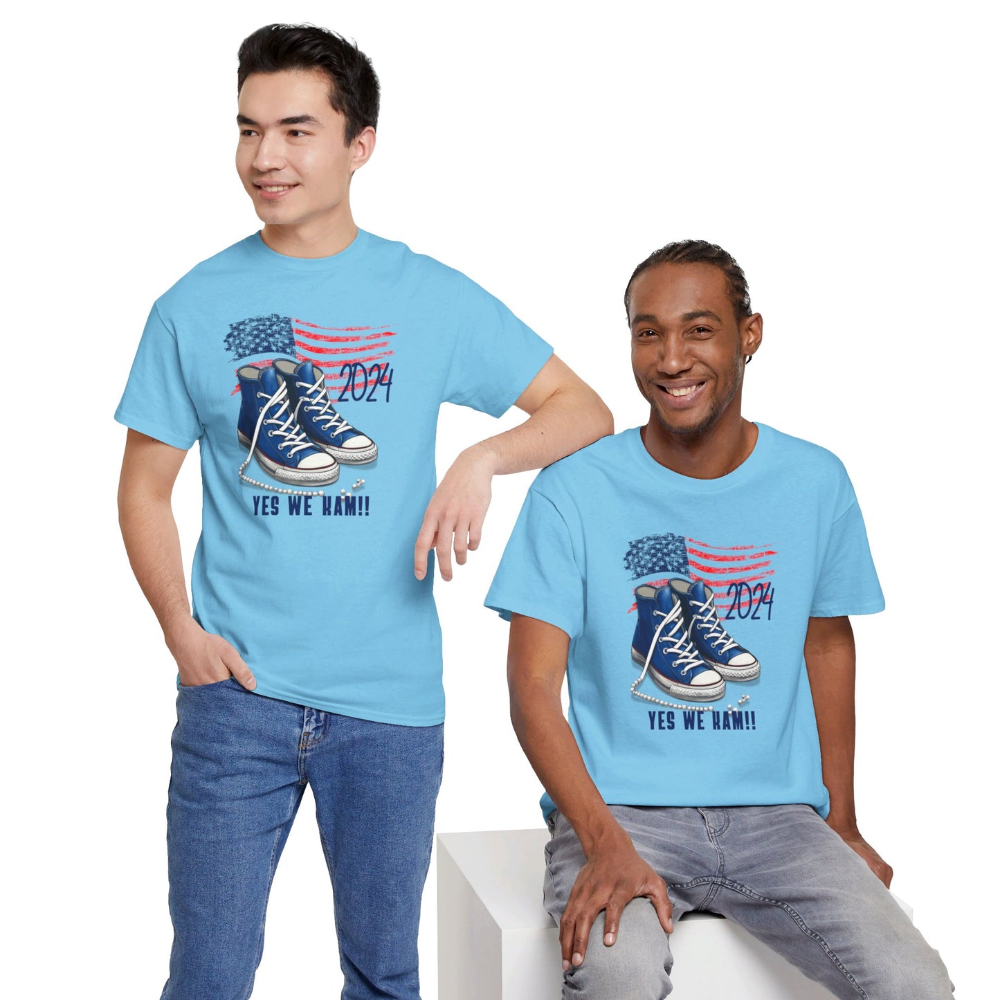 Yes We Kam+Blue Converse and Pearls Unisex Heavy Cotton Tee (8 Colors)